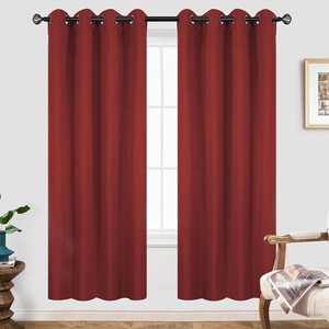 image:imageDriftAway Blackout Soundproof Thermal Insulated Linen Textured Curtains with Quilted Thermal Lining for Cold and Heat Blocking Noise Reducing Daytime Sleep 1 PC 52 Inches by 96 Inches RedRed