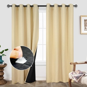 image:imageDriftAway Blackout Soundproof Thermal Insulated Linen Textured Curtains with Quilted Thermal Lining for Cold and Heat Blocking Noise Reducing Daytime Sleep 1 PC 52 Inches by 96 Inches RedBeige