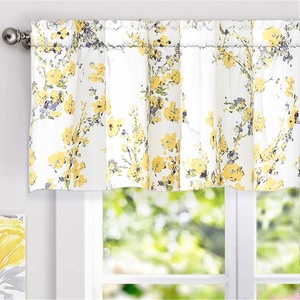 image:imageDriftAway Blossom Abstract Floral Ink Painting Lined Window Curtain Valance Rod Pocket 2 Layer 52 Inch by 18 Inch Plus 2 Inch Header YellowYellow