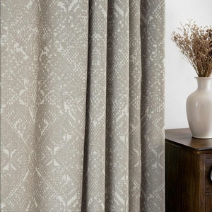 image:imageDriftAway Boho Linen Blackout Curtains Double Layer Thermal Insulated Farmhouse Vintage Geo Retro Square Printed Pattern Lined Drapes for Living Room Bedroom 84 Inches Long Back Tab 2 Panels RedCrochet Beige