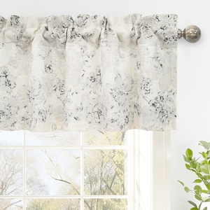 image:imageDriftAway Boho Linen Crochet Farmhouse Vintage Retro Printed Pattern Thermal Insulated Lined Window Valance for Kitchen Bathroom Rod Pocket 52 Inch by 14 Inch Plus 175 Inch Header Beige 1 PackPencilgray