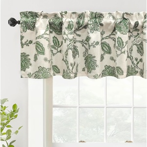 image:imageDriftAway Boho Linen Crochet Farmhouse Vintage Retro Printed Pattern Thermal Insulated Lined Window Valance for Kitchen Bathroom Rod Pocket 52 Inch by 14 Inch Plus 175 Inch Header Beige 1 PackLoden Green