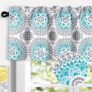 image:imageDriftAway Curtains for Bedroom Boho Bella Medallion Pattern Room Darkening Window Curtain Valance Short Curtain for Kitchen Living Room 52 Inch by 18 Inch Aqua and Gray SingleAquaGrey