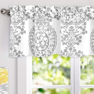 image:imageDriftAway Damask Curtains Valances for Windows Farmhouse Style Floral Medallion Patterned Samantha Kitchen Curtain Valance Single 52 Inch by 14 Inch Plus 175 Inch Header Dusty BlueGrey