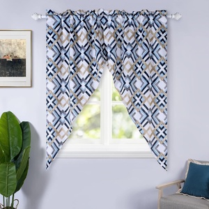image:imageDriftAway Diamond Room Darkening Window Treatment for Bay Window Scalloped Swag Curtains Valance Geometric Trellis Plaid Pattern for Kitchen Tier Curtain Living Room Rod Pocket 2 Panels W33xL60 Navy