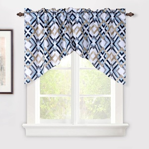 image:imageDriftAway Diamond Room Darkening Window Treatment for Bay Window Scalloped Swag Curtains Valance Geometric Trellis Plaid Pattern for Kitchen Tier Curtain Living Room Rod Pocket 2 Panels W33xL36 Navy