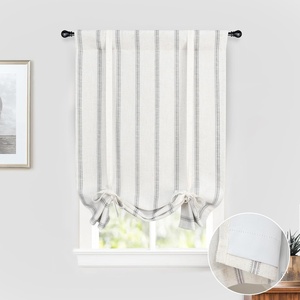 image:imageDriftAway Farmhouse Double Layer Linen Blackout Tie Up Curtains Thermal Insulated Vertical Striped Fully Lined Balloon Roman Shade Bathroom Window Adjustable Rod Pocket 45 Inch by 63 Inch GrayGrey