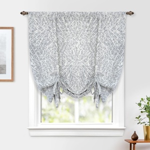 image:imageDriftAway Farmhouse Double Layer Linen Blackout Tie Up Curtains Thermal Insulated Vertical Striped Fully Lined Balloon Roman Shade Bathroom Window Adjustable Rod Pocket 45 Inch by 63 Inch GrayRoman Black