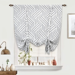 image:imageDriftAway Farmhouse Double Layer Linen Blackout Tie Up Curtains Thermal Insulated Vertical Striped Fully Lined Balloon Roman Shade Bathroom Window Adjustable Rod Pocket 45 Inch by 63 Inch GrayBriony Black