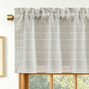 image:imageDriftAway Farmhouse Linen Valance Rod Pocket 1 Panel W52xL14 GrayTickingbeige