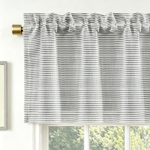 image:imageDriftAway Farmhouse Linen Valance Rod Pocket 1 Panel W52xL14 GrayTickingblack