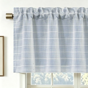 image:imageDriftAway Farmhouse Linen Valance Rod Pocket 1 Panel W52xL14 GrayTickingnavy