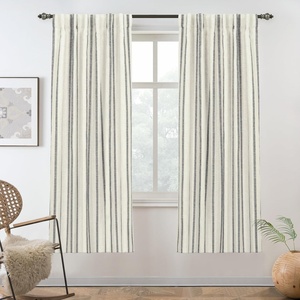 image:imageDriftAway Farmhouse Stripe Blackout Curtains Grommet W52xL84 Loden GreenB Black Stripe