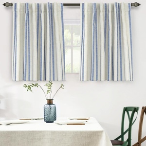 image:imageDriftAway Farmhouse Stripe Blackout Curtains Grommet W52xL84 Loden GreenB Navy Stripe
