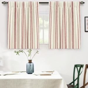 image:imageDriftAway Farmhouse Stripe Blackout Curtains Grommet W52xL84 Loden GreenB Red Stripe