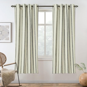 image:imageDriftAway Farmhouse Stripe Blackout Curtains Grommet W52xL84 Loden GreenG Black Stripe