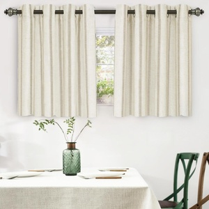 image:imageDriftAway Farmhouse Stripe Blackout Curtains Grommet W52xL84 Loden GreenG Camel Beige Stripe