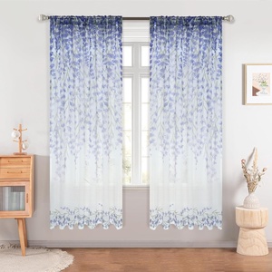 image:imageDriftAway Floral Sheer Curtains for Living Room Purple Flower Printed Light Filtering Curtain Drapes for Bedroom 96 Inches Long 2 Panels Set Rod Pocket Window Treatments Modern Elegant Curtain PurplePattern 2purple