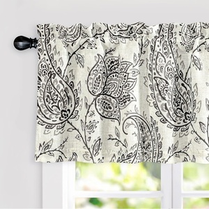 image:imageDriftAway Jacob Linen Blend Blackout Valance for Kitchen 18 Inch Length Scroll Floral Paisley Printed Lined Rod Pocket Room Darkening Linen Curtain Valance for Living Room 52x18 Inch Blue GreenBlack