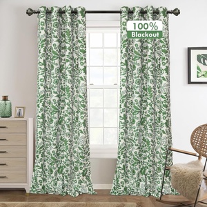 image:imageDriftAway Julia 100 Blackout Curtains Grommet 2 Panels W52xL84 BeigeLinen Loden Green
