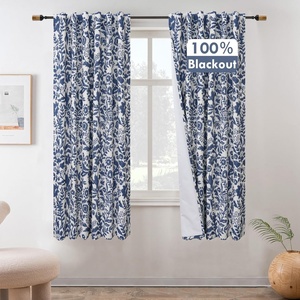 image:imageDriftAway Julia 100 Blackout Curtains Grommet 2 Panels W52xL84 BeigeLinen Navy