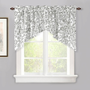 image:imageDriftAway Julia Room Darkening Window Treatment for Bay Window Knife Edge Swag Curtain Valance Watercolor Blooming Floral for Kitchen Tier Curtain Living Room Bathroom Rod Pocket 2 Panels W36xL35 Gray