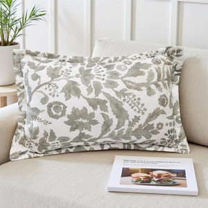 image:imageDriftAway Julia Watercolor Quilted Pillow Covers Blooming Flower Floral Printed Decorative Square for Home Sofa Bedroom Bed Decor 26 x 26 Inches 2PC GrayJuliagray