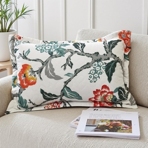 image:imageDriftAway Julia Watercolor Quilted Pillow Covers Blooming Flower Floral Printed Decorative Square for Home Sofa Bedroom Bed Decor 26 x 26 Inches 2PC GrayIvory Orange Teal