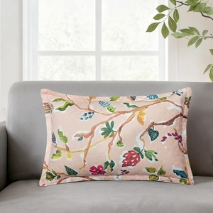 image:imageDriftAway Julia Watercolor Quilted Pillow Covers Blooming Flower Floral Printed Decorative Square for Home Sofa Bedroom Bed Decor 26 x 26 Inches 2PC GraySoft Pink