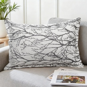 image:imageDriftAway Julia Watercolor Quilted Pillow Covers Blooming Flower Floral Printed Decorative Square for Home Sofa Bedroom Bed Decor 26 x 26 Inches 2PC GrayTree Branchgray