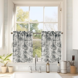 image:imageDriftAway Kitchen Curtains Orange Harvest Floral Linen Short Curtains Cafe 36 Inch Length for Living Room Bathroom Autumn Fall Printed Patterned Vintage Rod Pocket 2 Panels Orange Coral GoldToile Black