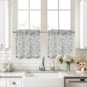 image:imageDriftAway Kitchen Curtains Orange Harvest Floral Linen Short Curtains Cafe 36 Inch Length for Living Room Bathroom Autumn Fall Printed Patterned Vintage Rod Pocket 2 Panels Orange Coral GoldJulia Gray