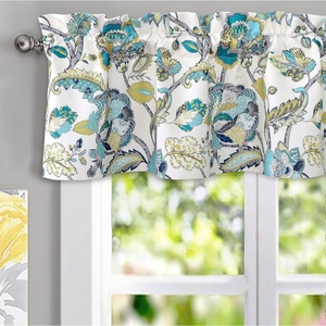 image:imageDriftAway Layla Classic America Style Floral Leaves Room Darkening Window Curtain Valance Rod Pocket Single 52 Inch by 14 Inch Plus 2 Inch Header Ivory Teal GrayIvory Teal Gray