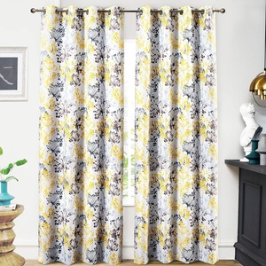 image:imageDriftAway Leah Abstract Floral Blossom Ink Painting Room Darkening Thermal Insulated Grommet Unlined Window Curtains 2 Panels Each Size 52 Inch by 84 Inch Red Rust Orange Gold YellowFull Blackout Yellow
