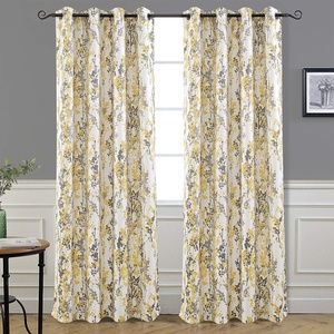 image:imageDriftAway Leah Abstract Floral Blossom Ink Painting Room Darkening Thermal Insulated Grommet Unlined Window Curtains 2 Panels Each Size 52 Inch by 84 Inch Red Rust Orange Gold YellowGolden YellowGray