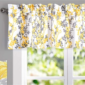 image:imageDriftAway Leah Abstract Floral Blossom Ink Painting Thermal Insulated Window Curtain Valance Rod Pocket 52 Inch by 14 Inch Plus 2 Inch Header Golden Yellow Gray 1 PackGolden YellowGray