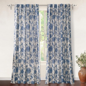 image:imageDriftAway Linen Floral Paisley Blackout Curtains Grommet W52 x L84 RedFredablue