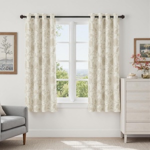 image:imageDriftAway Linen Floral Paisley Blackout Curtains Grommet W52 x L84 RedFredacamel Beige