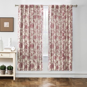 image:imageDriftAway Linen Floral Paisley Blackout Curtains Grommet W52 x L84 RedFredadusty Rose