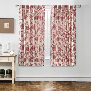 image:imageDriftAway Linen Floral Paisley Blackout Curtains Grommet W52 x L84 RedFredared
