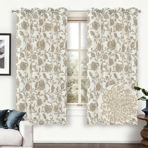 image:imageDriftAway Linen Floral Paisley Blackout Curtains Grommet W52 x L84 RedFredataupe