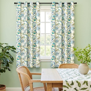 image:imageDriftAway Linen Floral Paisley Blackout Curtains Grommet W52 x L84 RedLaylaeggshell Teal