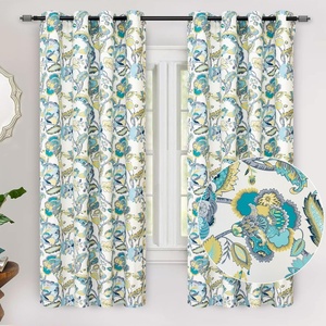 image:imageDriftAway Linen Floral Paisley Blackout Curtains Grommet W52 x L84 RedLaylateal Gray