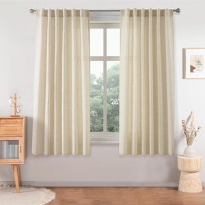 image:imageDriftAway Natural Linen Curtains 84 Inches Long 3 Pound Thick Semi Sheer 2 Panels Farmhouse Real Flax 3 Inch Rod Pocket Back Tab Boho Rustic Light Filtering Window Drapes for Bedroom Privacy AssuredBeige