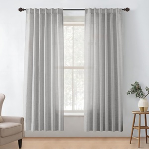 image:imageDriftAway Natural Linen Curtains 84 Inches Long 3 Pound Thick Semi Sheer 2 Panels Farmhouse Real Flax 3 Inch Rod Pocket Back Tab Boho Rustic Light Filtering Window Drapes for Bedroom Privacy AssuredGrey