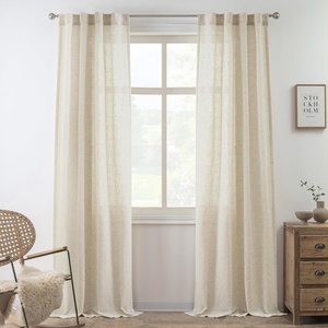 image:imageDriftAway Natural Linen Curtains 84 Inches Long 3 Pound Thick Semi Sheer 2 Panels Farmhouse Real Flax 3 Inch Rod Pocket Back Tab Boho Rustic Light Filtering Window Drapes for Bedroom Privacy AssuredLight Linen