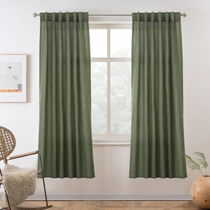 image:imageDriftAway Natural Linen Curtains 84 Inches Long 3 Pound Thick Semi Sheer 2 Panels Farmhouse Real Flax 3 Inch Rod Pocket Back Tab Boho Rustic Light Filtering Window Drapes for Bedroom Privacy AssuredOlive Green