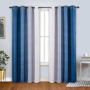 image:imageDriftAway Ombre Linen Textured Gradient Color Lined Blackout Grommet Window Curtains for Living Room Bedroom 2 Panels 50 Inch by 84 Inch Navy Blue