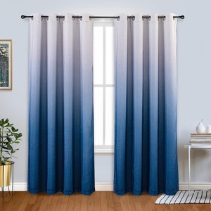 image:imageDriftAway Ombre Linen Textured Gradient Color Lined Blackout Grommet Window Curtains for Living Room Bedroom 2 Panels 50 Inch by 84 Inch White to Navy Blue