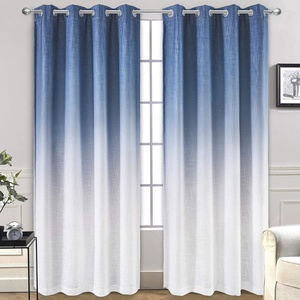 image:imageDriftAway Ombre Linen Textured Gradient Color Lined Blackout Window Curtains Grommet 2 Layers 2 Panels 50 Inch by 84 Inch Navy Blue to White